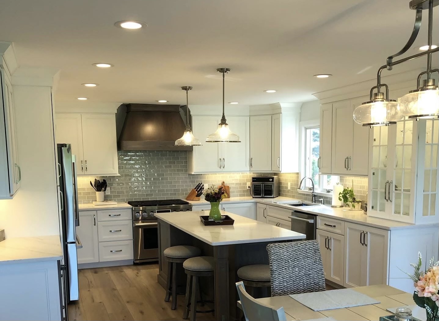 After: Kitchen renovation - new modern lighting installed